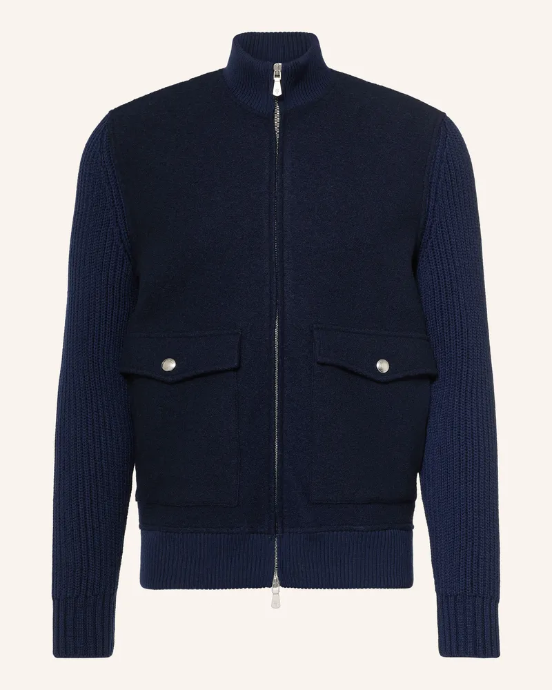 Eleventy Blouson Im Materialmix blau Dunkelblau