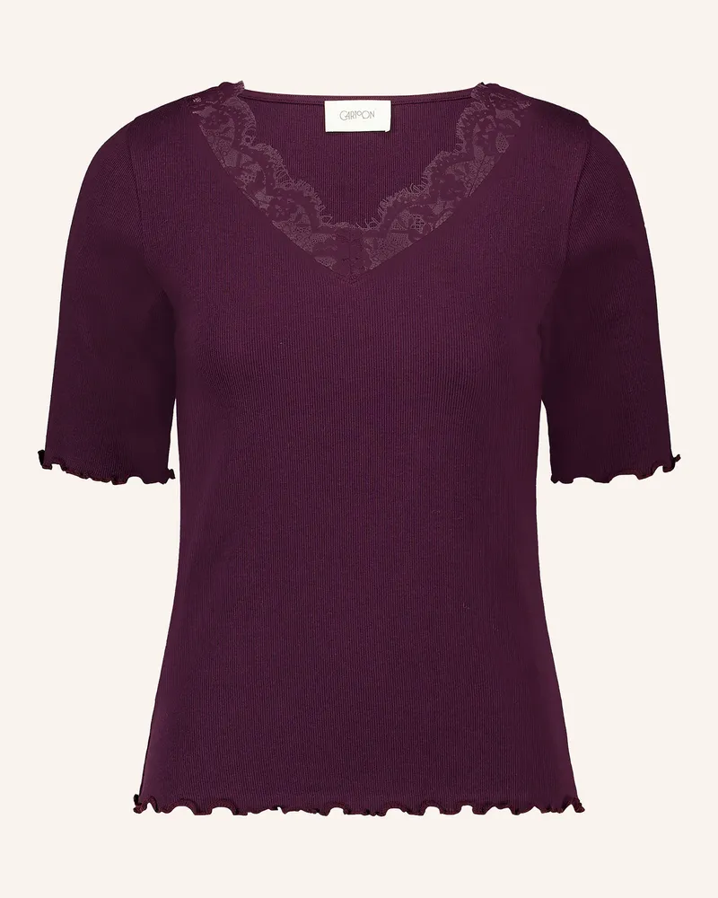 Cartoon T-Shirt Mit Spitze rot Dunkellila