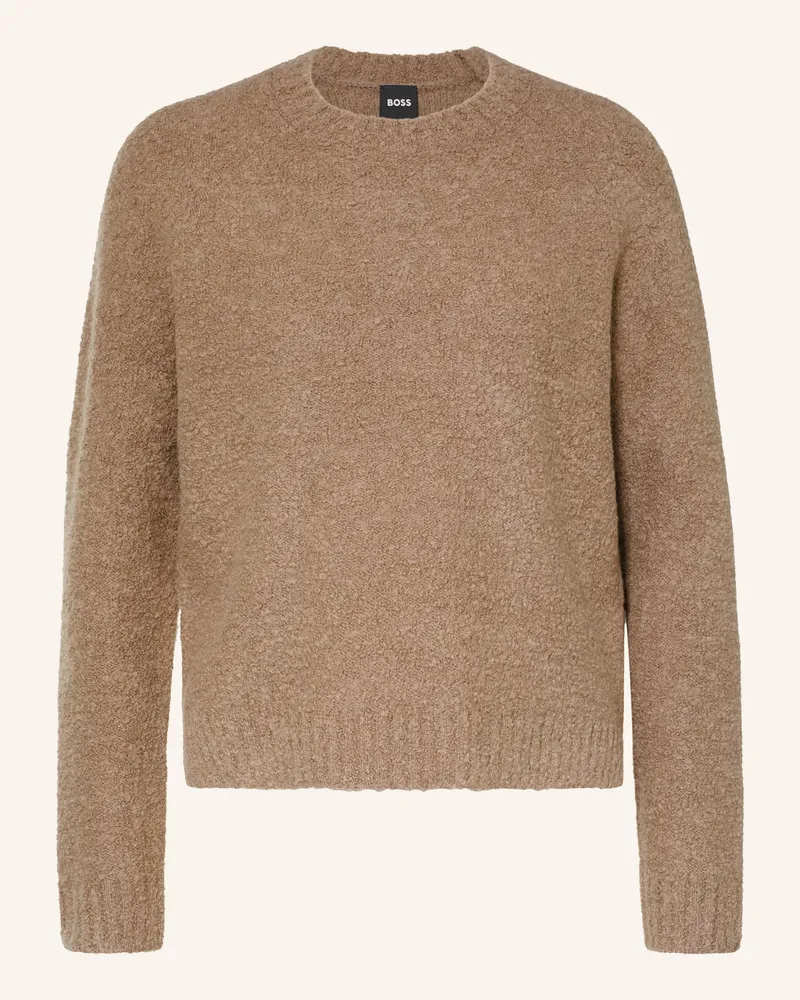 HUGO BOSS Bouclé-Pullover Febisana braun Taupe