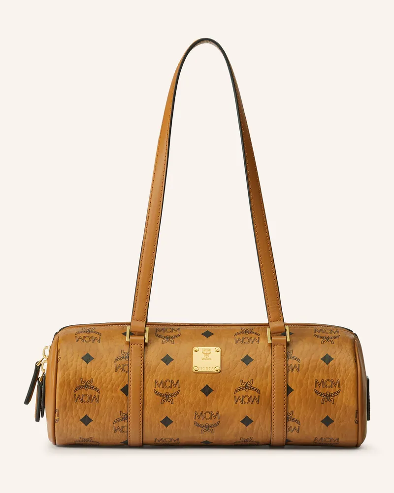 MCM Schultertasche Aren Visetos braun Cognac