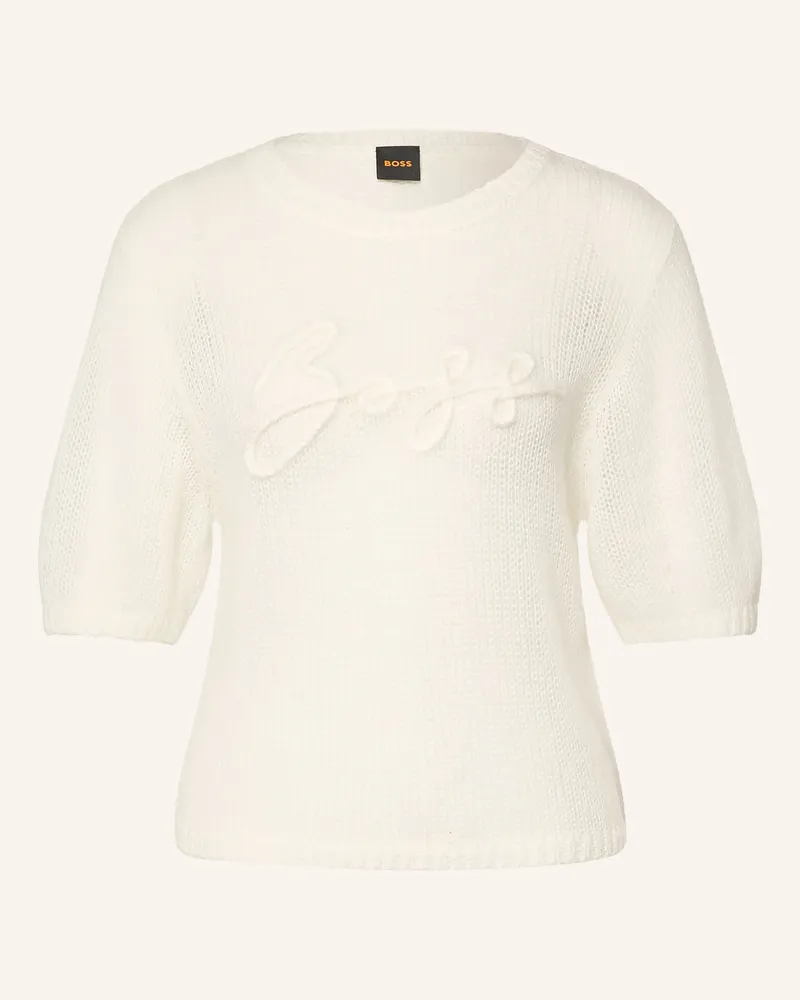 HUGO BOSS Strickshirt Farezza Mit Mohair weiss Weiss