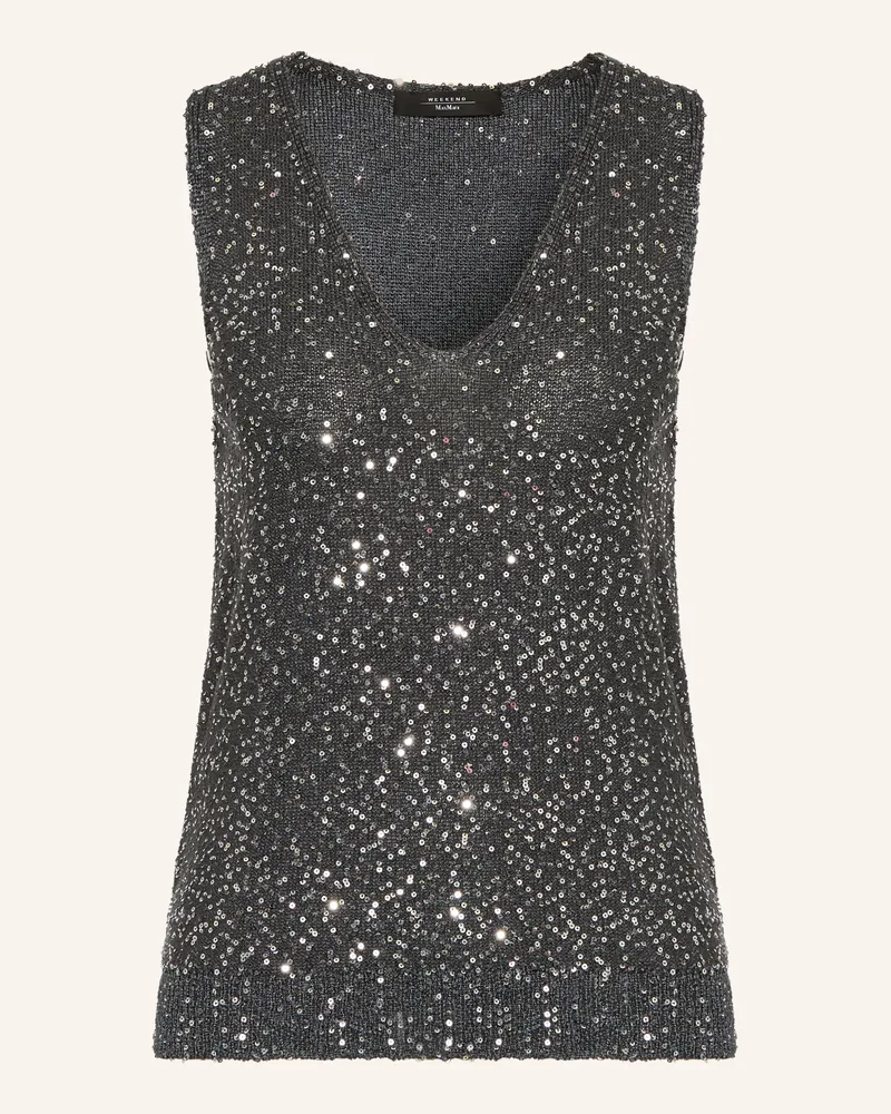 Max Mara Stricktop TEMPO mit Pailletten Dunkelgrau