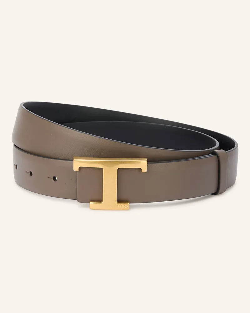 TOD'S Ledergürtel Zum Wenden braun Taupe