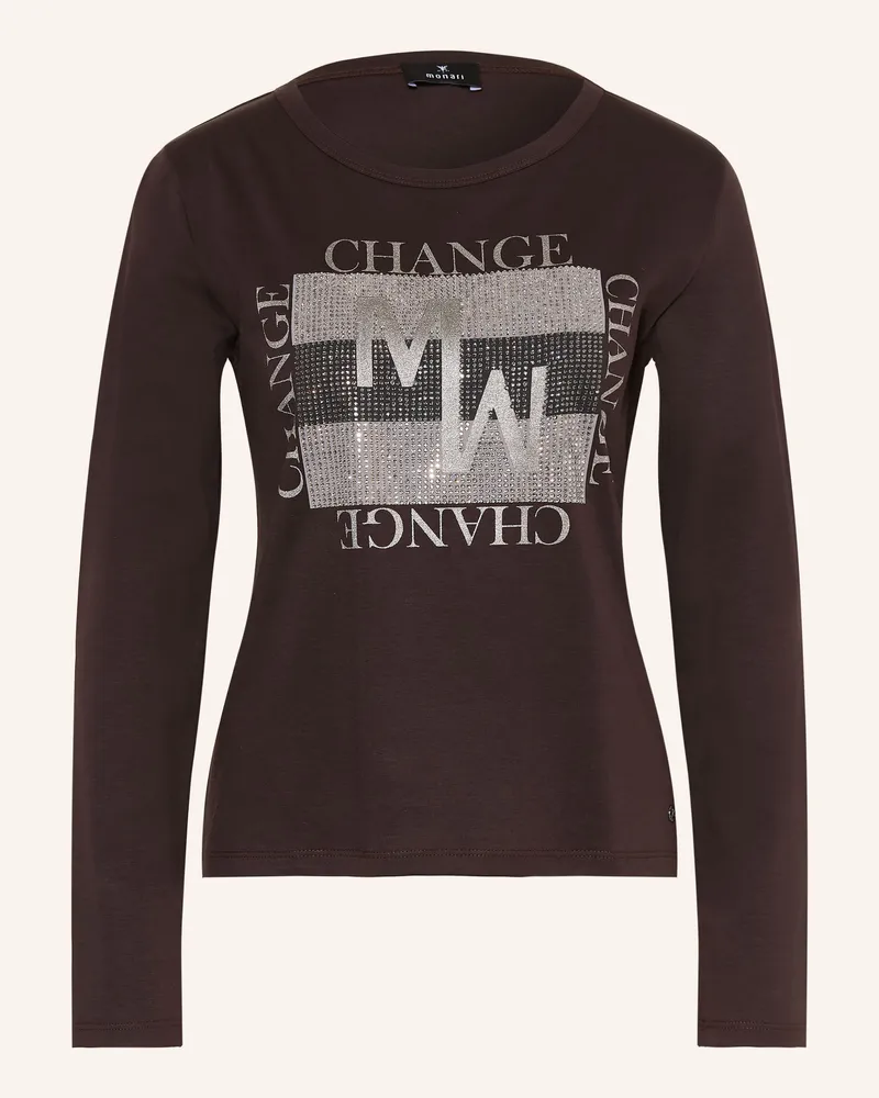 monari Longsleeve Mit Schmucksteinen braun Dunkelbraun