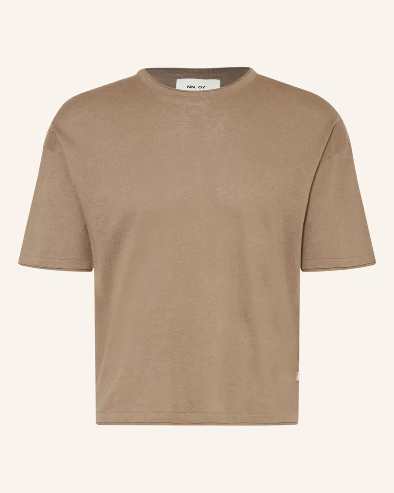 NN 07 Strickshirt Ryan Mit Leinen gruen Khaki