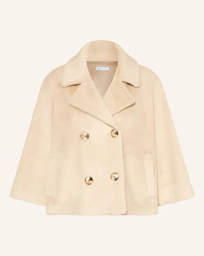Mrs & HUGS Kunstpelz-Jacke Mit 3/4-Arm weiss Creme
