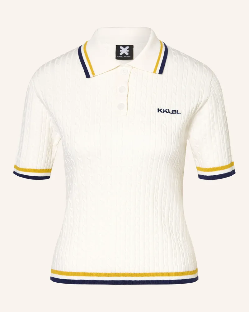 Karo Kauer Strick-Poloshirt weiss Creme