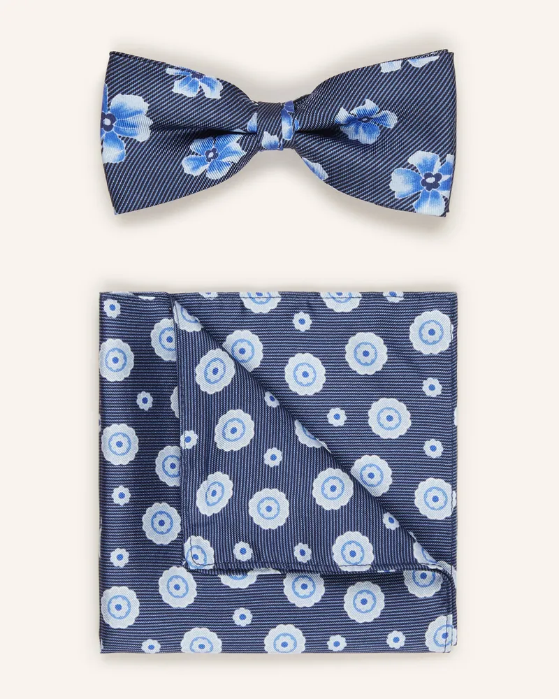 Monti Set: Fliege und Einstecktuch Dunkelblau