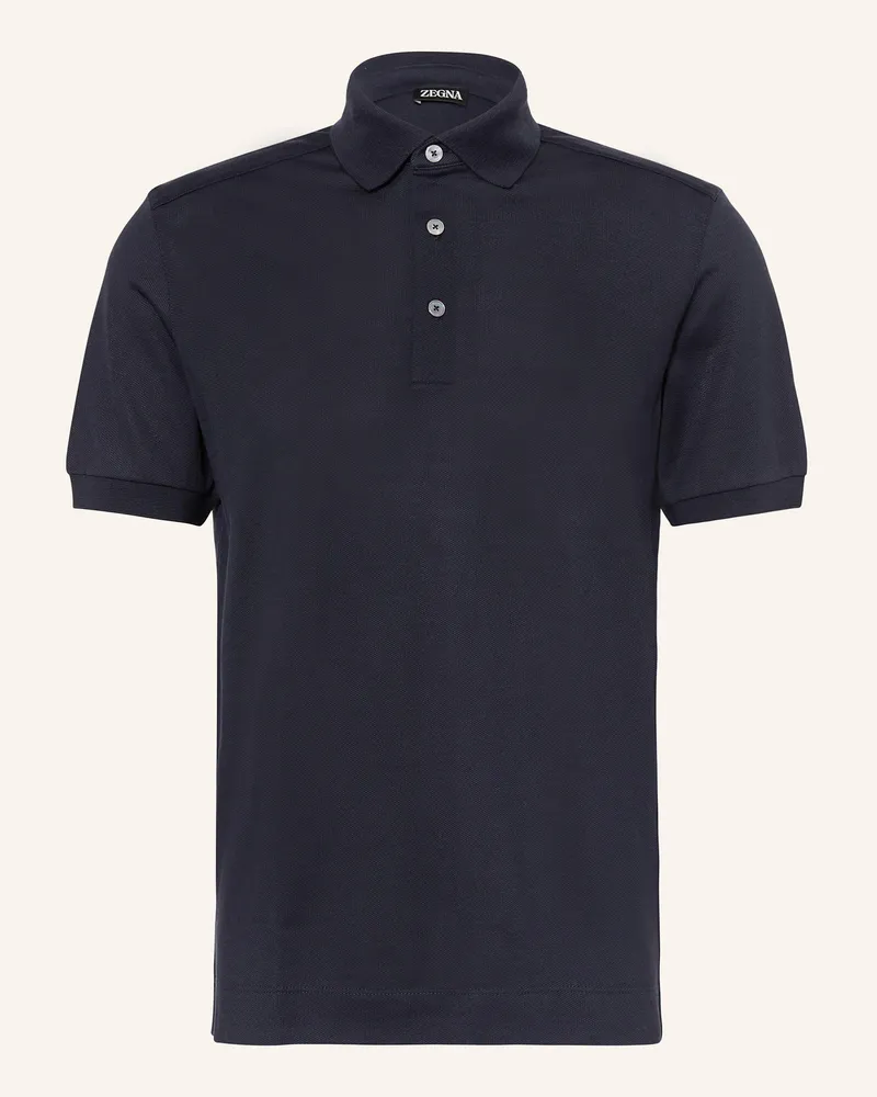 Ermenegildo Zegna Jersey-Poloshirt mit Seide Dunkelblau