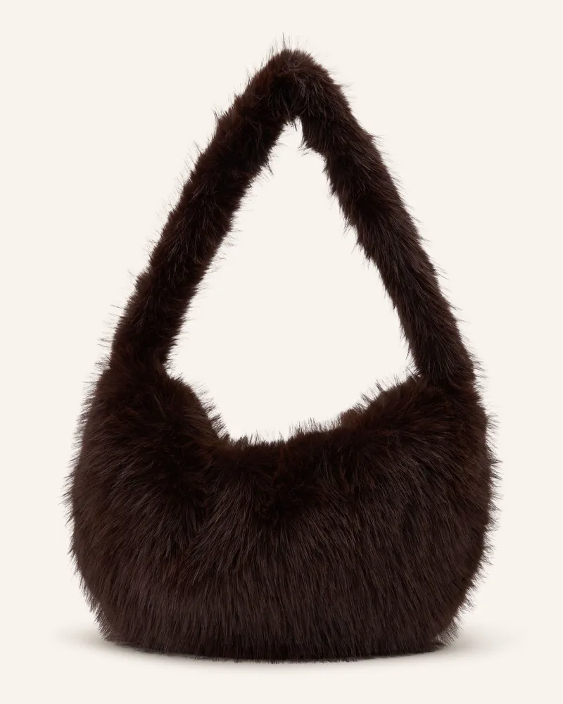 Mrs & HUGS Schultertasche Aus Kunstfell braun Dunkelbraun