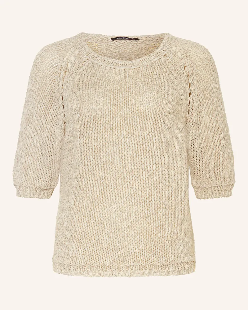 Luisa Cerano Pullover mit Leinen und 3/4-Arm Hellgrau