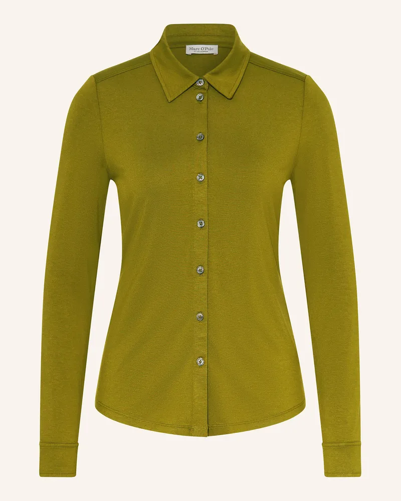 Marc O'Polo Hemdbluse aus Jersey Oliv