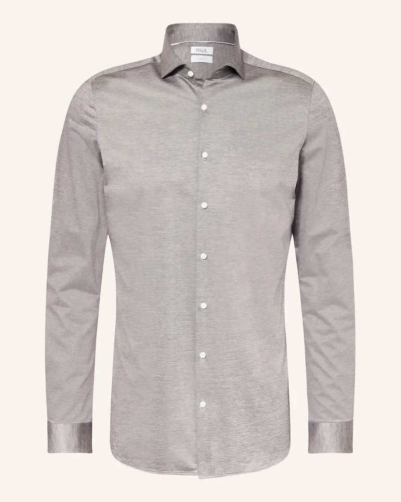 paul Hemd Slim Fit Mit Extralangem Arm braun Grau