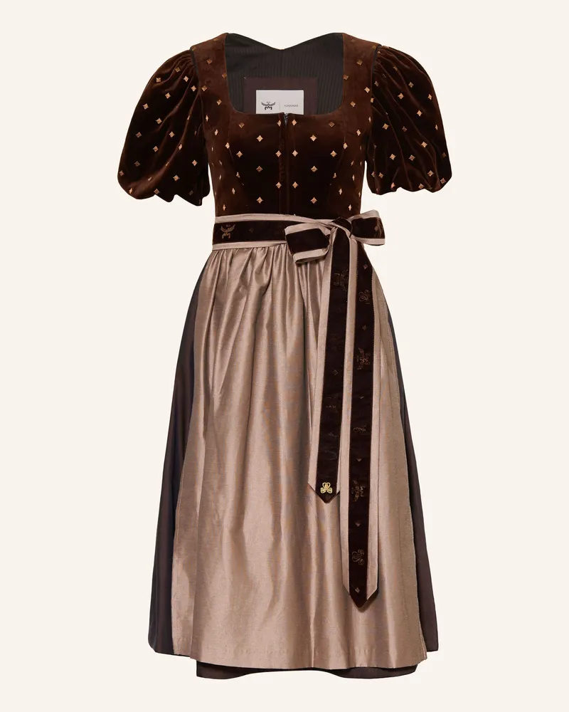 AlpenHERZ Dirndl Mit Abnehmbaren Ärmeln braun Dunkelbraun