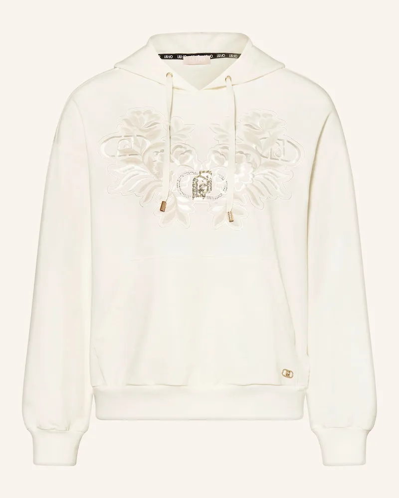 Liu Jo Hoodie mit Schmucksteinen Creme