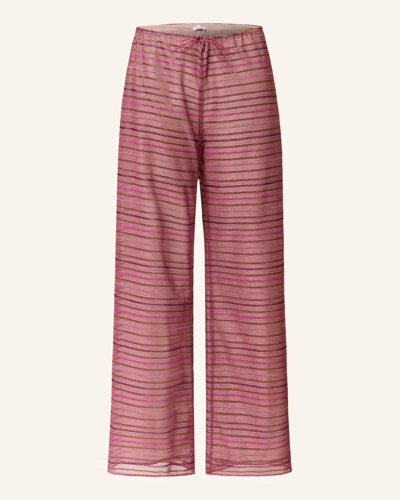 Oséree Marlenehose SHINY STRIPES mit Glitzergarn Rosé