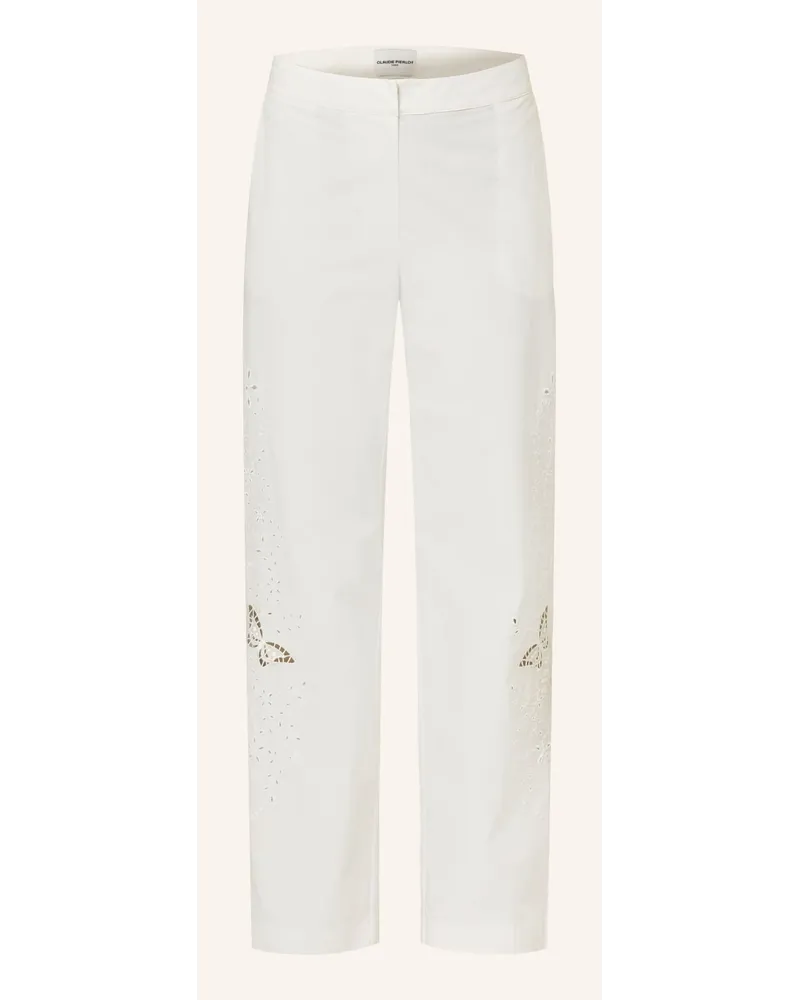 Claudie Pierlot Marlenehose mit Lochspitze Weiss