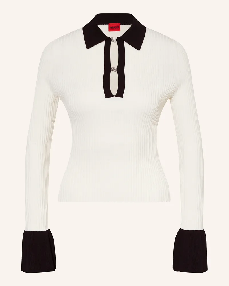 HUGO BOSS Strick-Poloshirt SHARRO Weiss