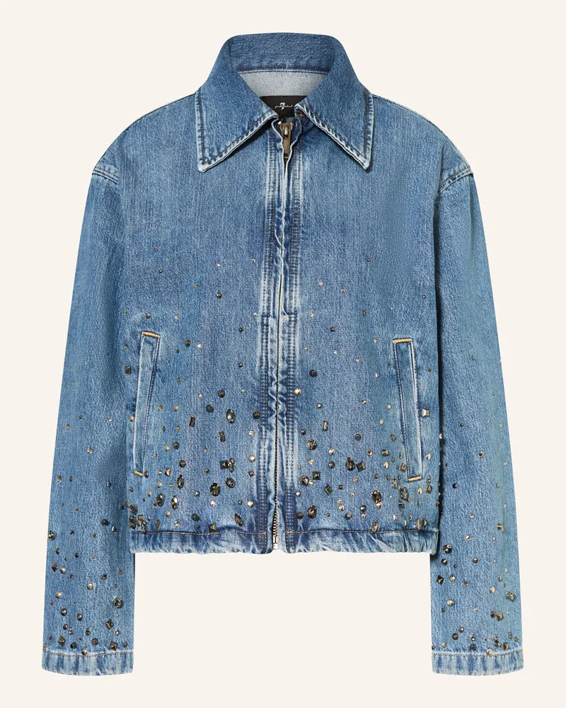 7 for all mankind Jeansjacke mit Nieten und Schmucksteinen Blau
