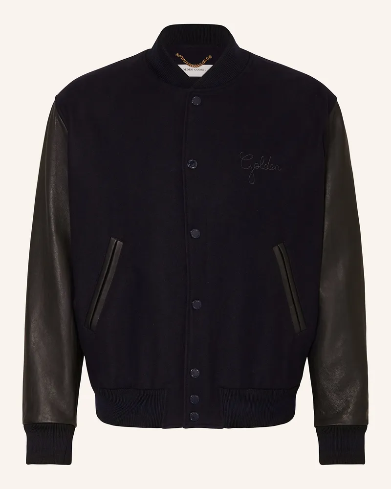Golden Goose College-Jacke im Materialmix Dunkelblau
