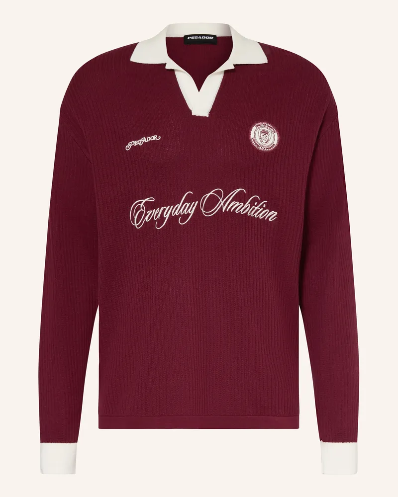PEGADOR Strick-Poloshirt Yemo rot Dunkelrot