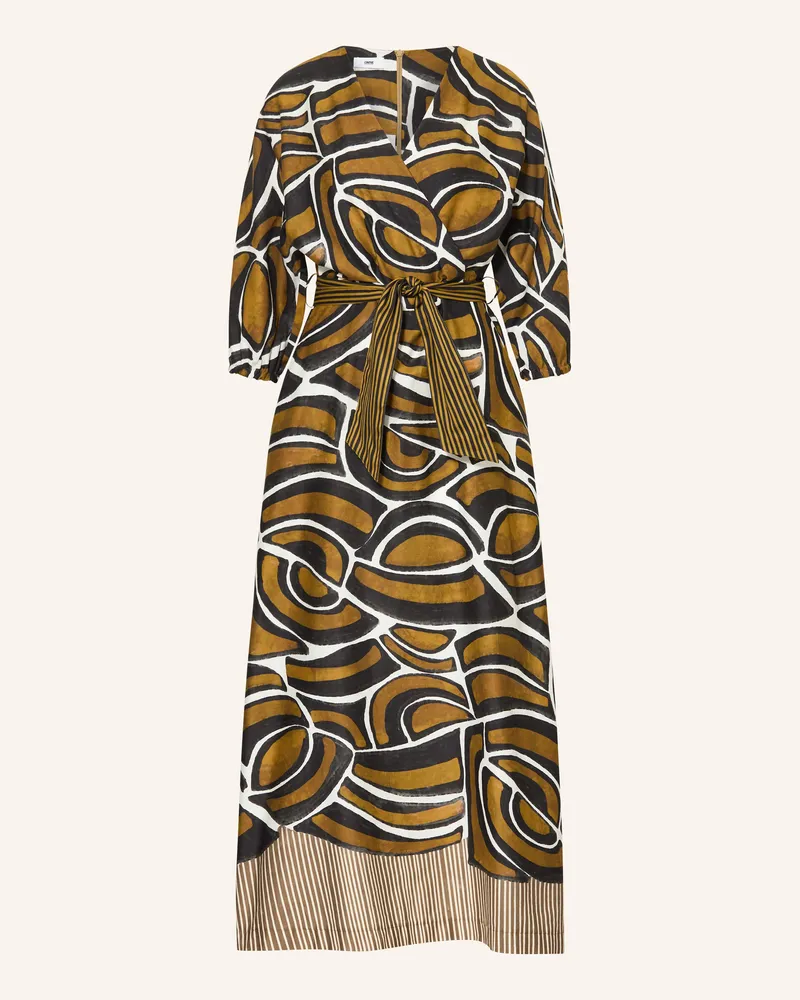 cinque Kleid Cidaro In Wickeloptik Mit 3/4-Arm gruen Cognac