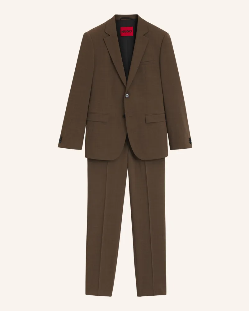 HUGO BOSS Business Anzug ARTI-HESTEN253X Extra-Slim Fit Braun