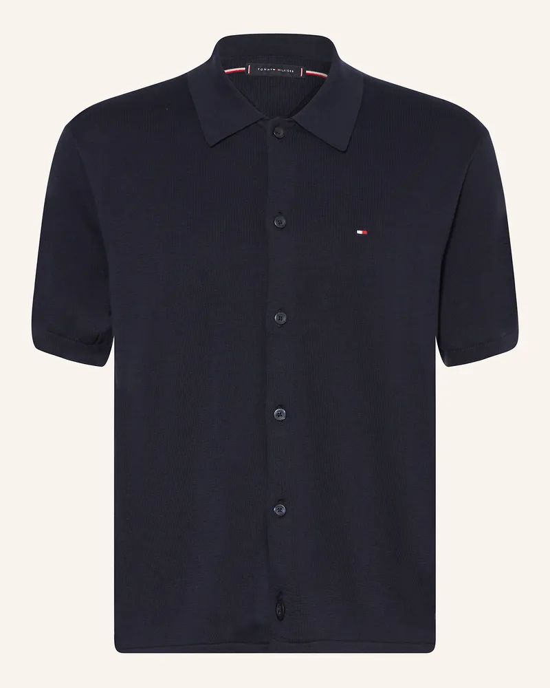 Tommy Hilfiger Strickhemd Regular Fit Dunkelblau