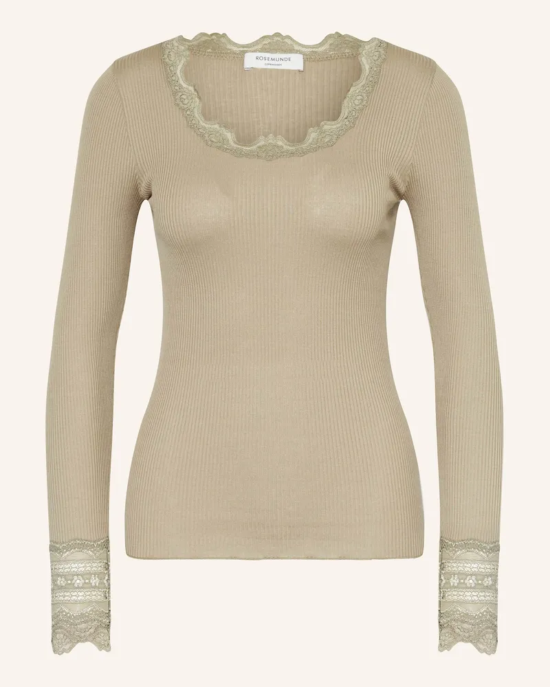 Rosemunde Longsleeve BENITA aus Seide mit Spitze Taupe