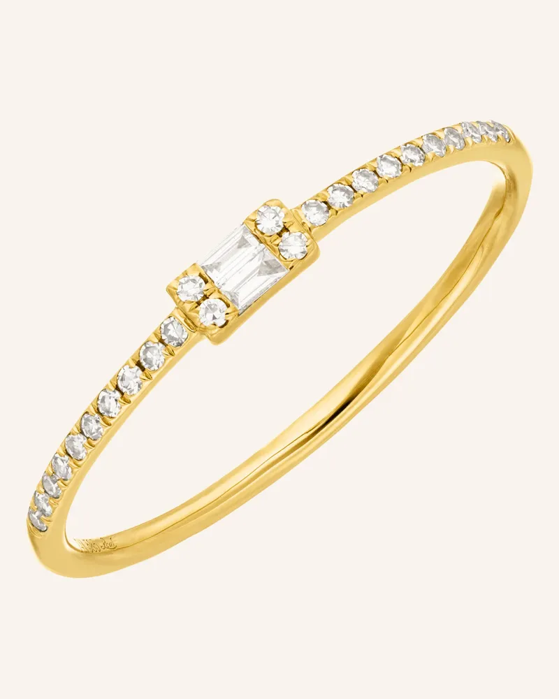 Leaf Ring TINY BAQUETTE aus 14 Karat Gelgold mit Diamanten Gold