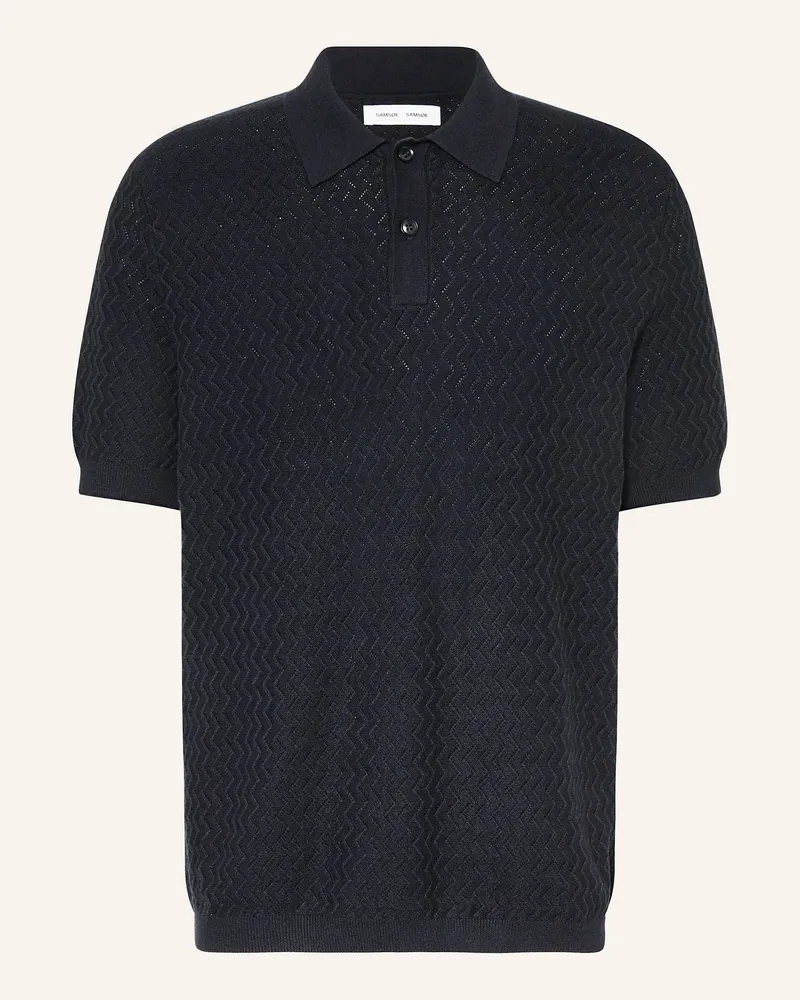 Samsøe & Samsøe Strick-Poloshirt SAMARKUS Dunkelblau