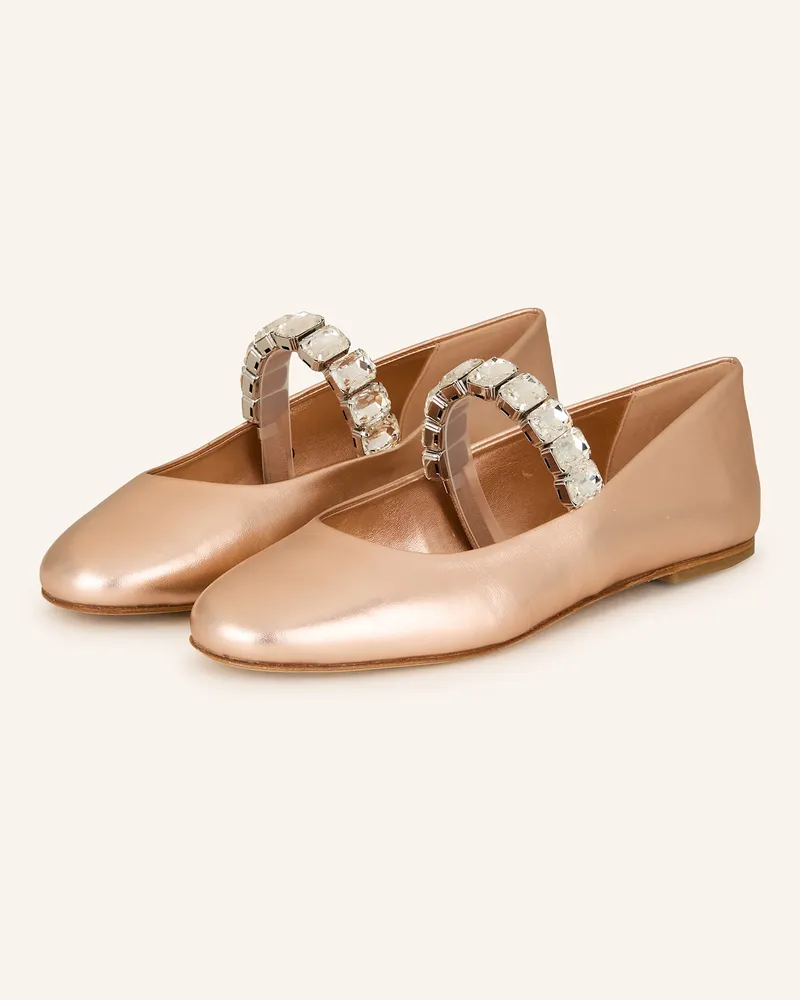 Casadei Ballerinas mit Schmucksteinen Nude