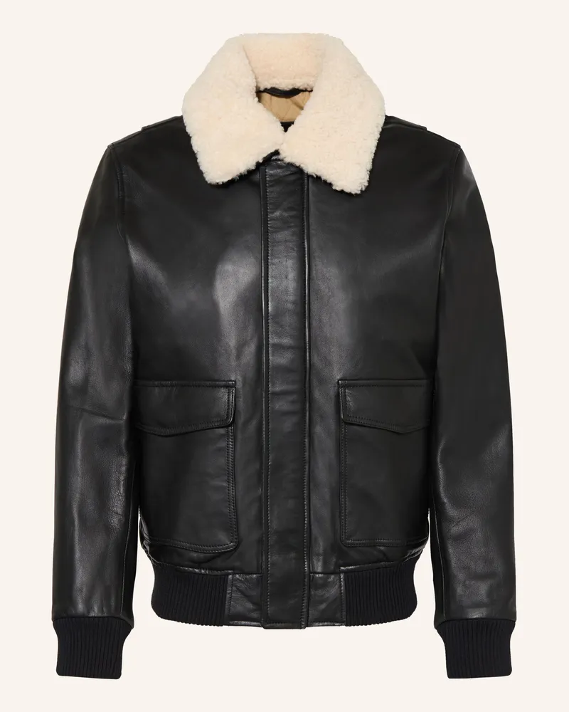 Milestone Lederblouson Msalfio Mit Abnehmbarem Kragen schwarz Schwarz