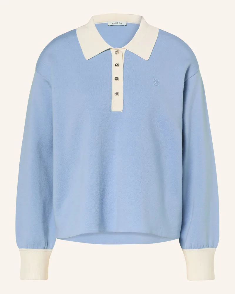 Sandro Strick-Poloshirt blau Hellblau