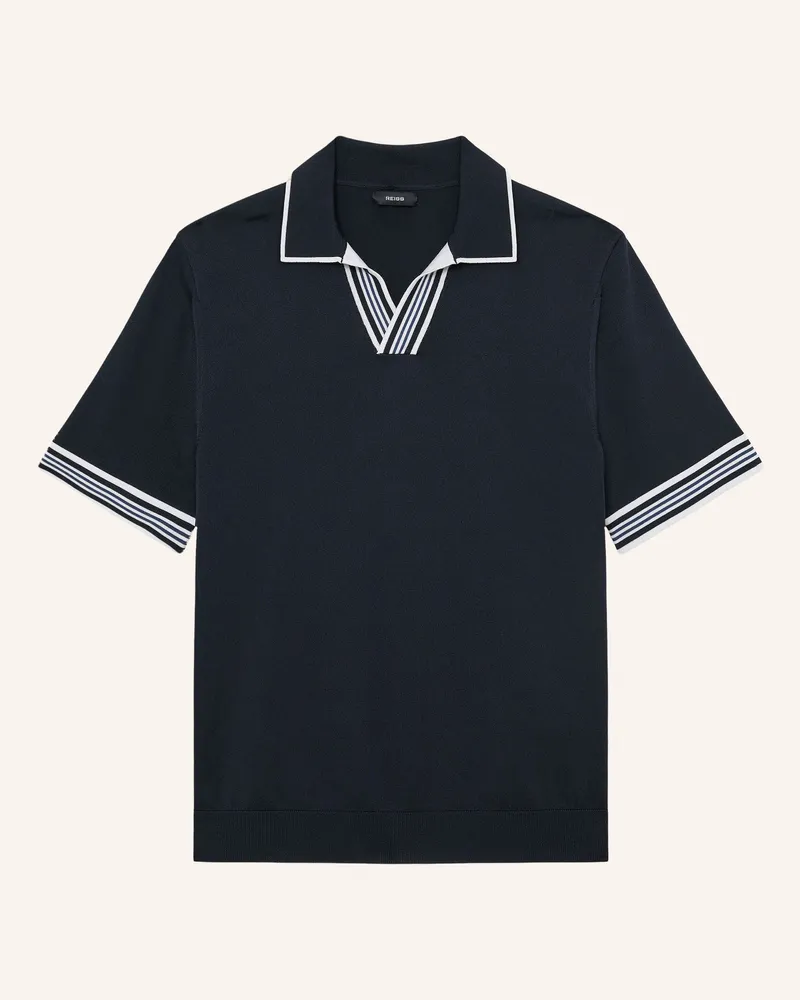 Reiss Strick-Poloshirt Poole blau Dunkelblau
