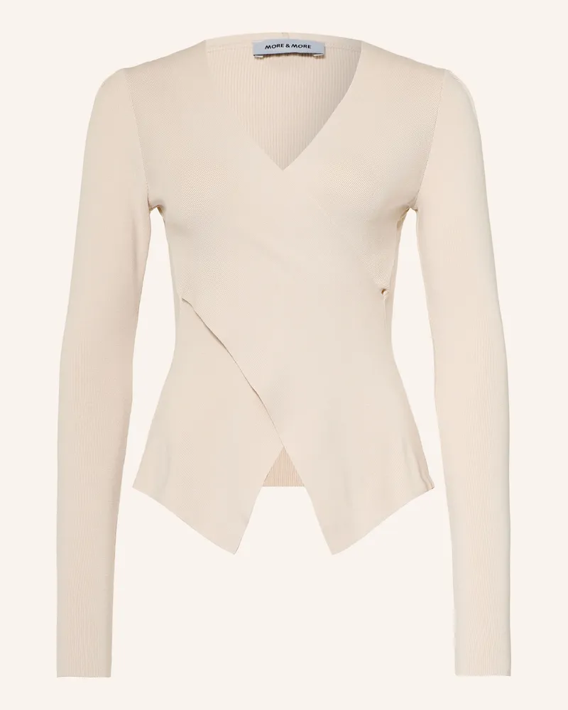 More & More Pullover In Wickeloptik beige Creme