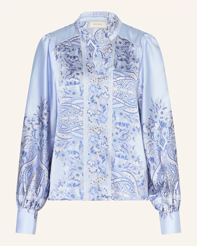 Neo Noir Satinbluse MASSIMA mit Rüschen Hellblau