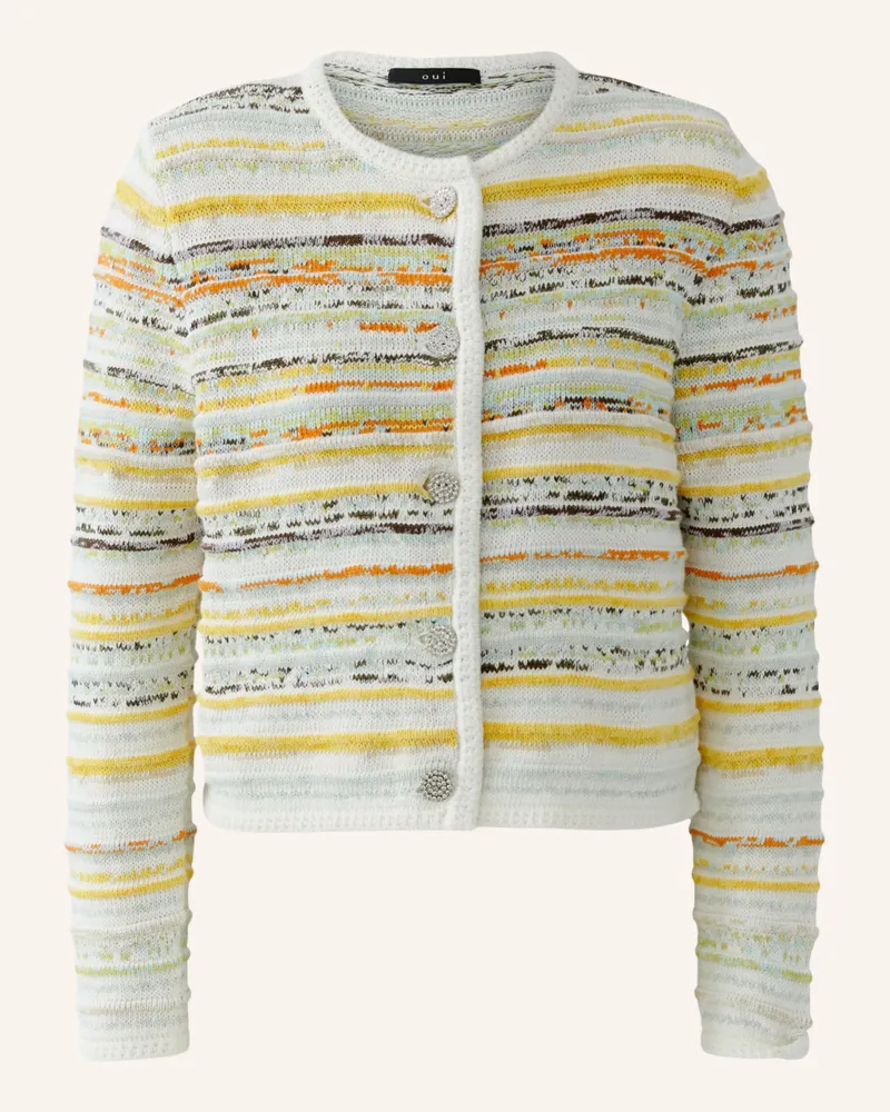 Oui  Strickjacke orange Weiss