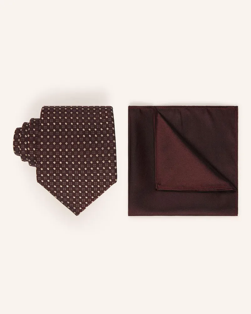 Digel Set Danny: Krawatte Und Einstecktuch rot Dunkelrot