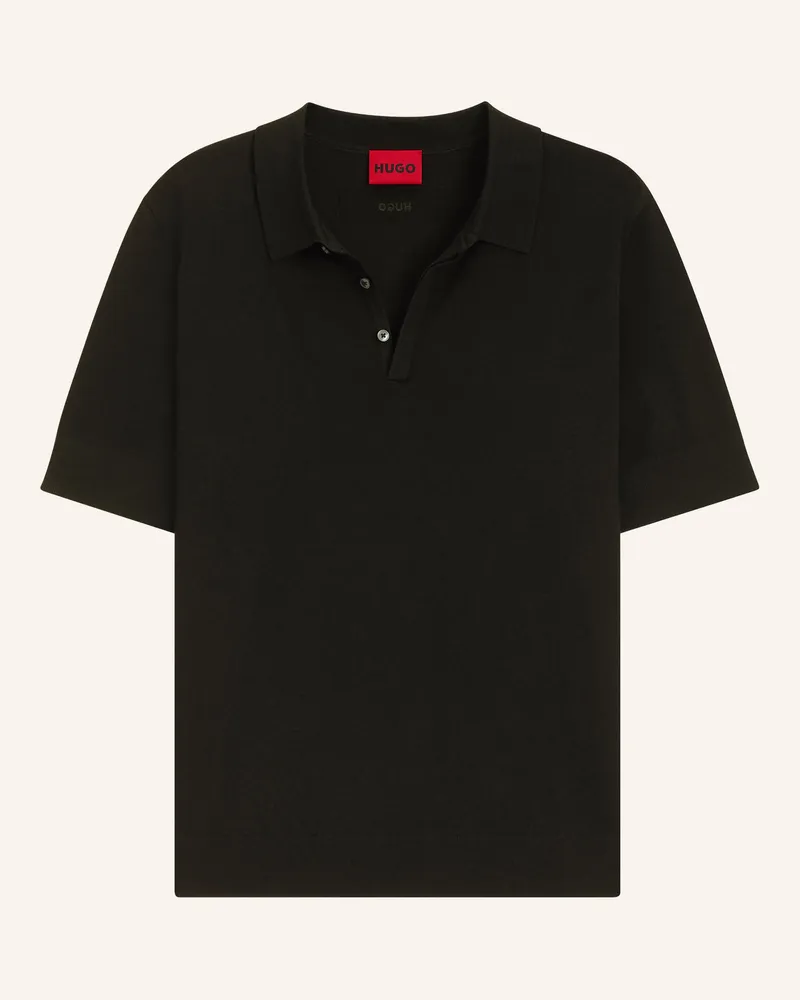 HUGO BOSS Strick-Poloshirt SAN PETER Schwarz