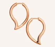 Ohrringe OHRRINGE SIGNATURE HOOP TWISTED DROP MIT DIAMOND PAVÉ 18K Roségold