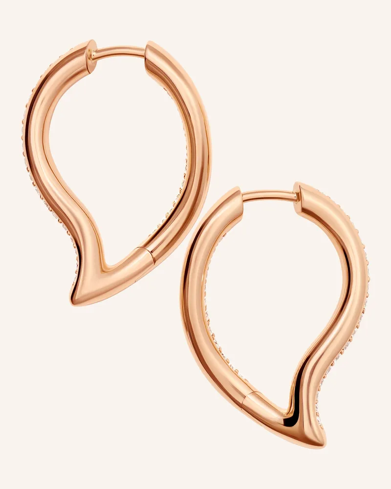 TAMARA COMOLLI Ohrringe OHRRINGE SIGNATURE HOOP TWISTED DROP MIT DIAMOND PAVÉ 18K Roségold Roségold