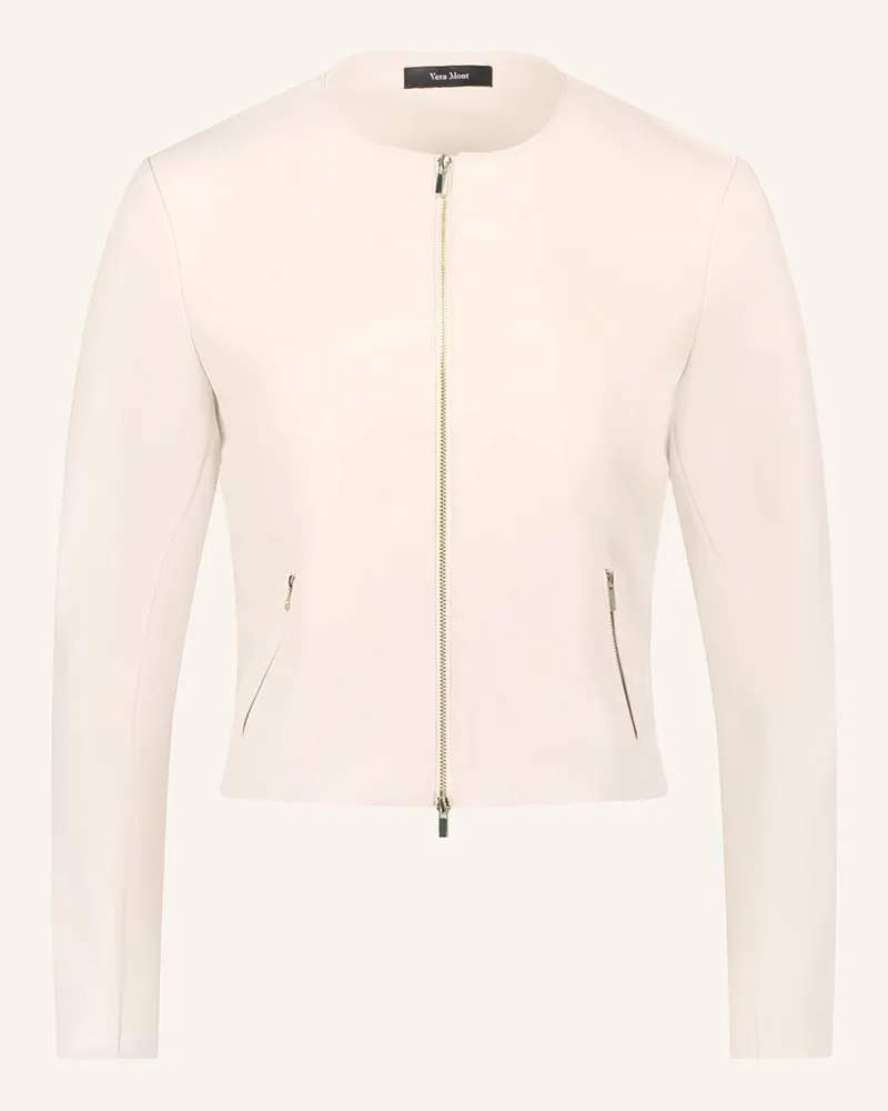 Vera Mont Jacke In Lederoptik grau Creme