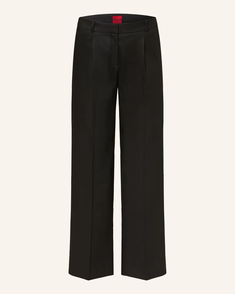 HUGO BOSS Marlenehose HALATI mit Leinen Schwarz