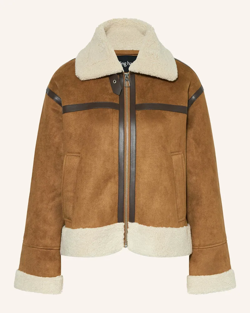 Darling Harbour Jacke in Lederoptik mit Teddyfell Hazelnut