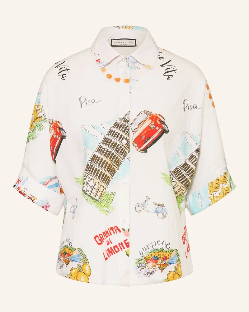 SEM PER LEI Hemdbluse mit 3/4-Arm Weiss