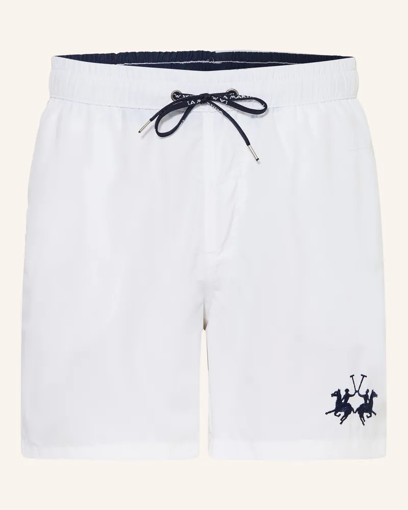 La Martina Badeshorts weiss Weiss