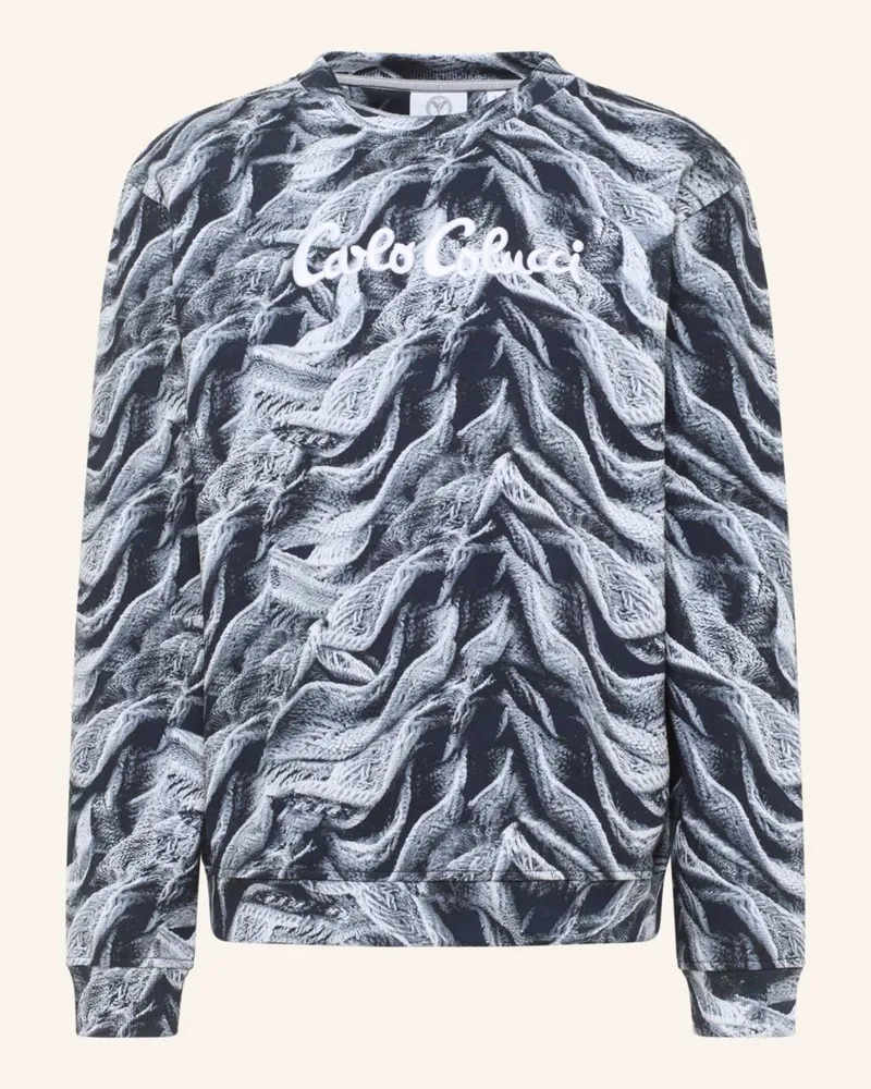 Carlo Colucci Sweatshirt - Artificial Knit Dotti schwarz Schwarz