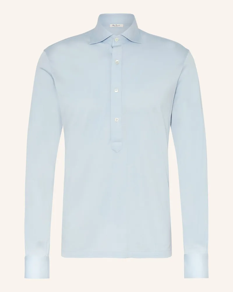 Stefan Brandt Piqué-Hemd Luciel Regular Fit blau Hellblau