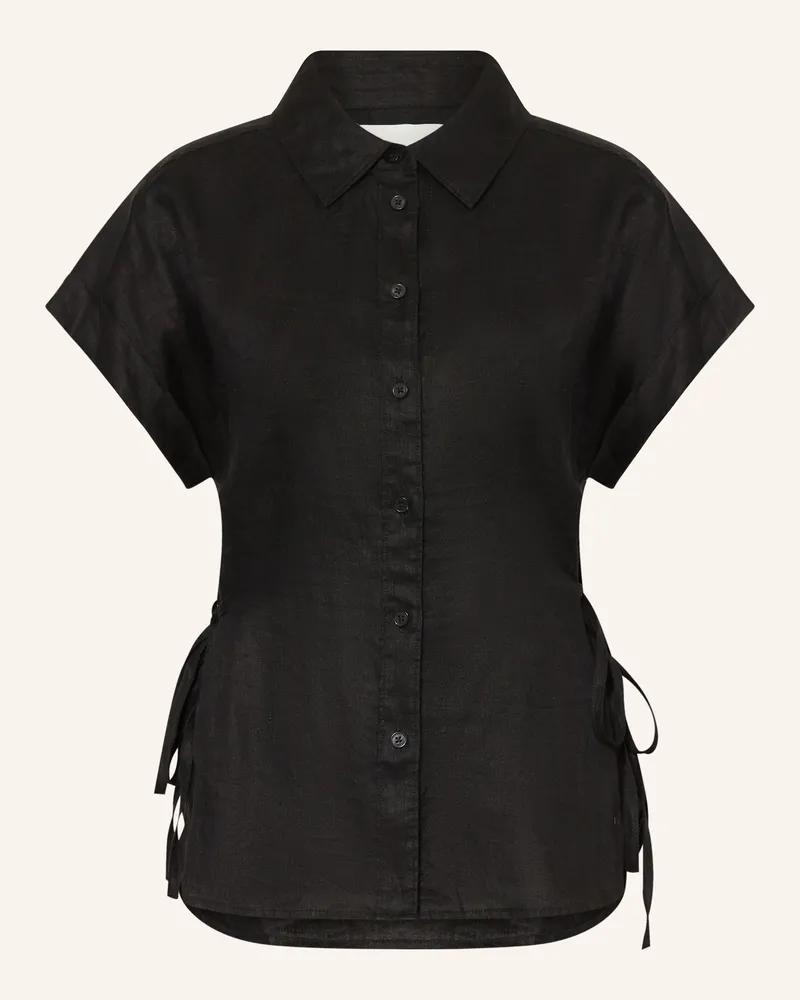 Closed Hemdbluse Aus Leinen schwarz Schwarz